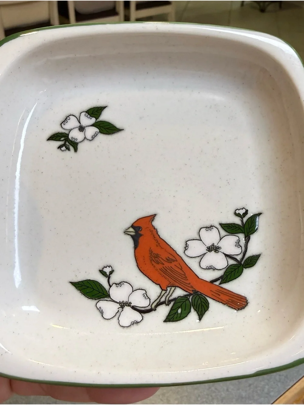 Vintage Cardinal Bird Dogwood Branch Trinket Dish Japan Cape Shore